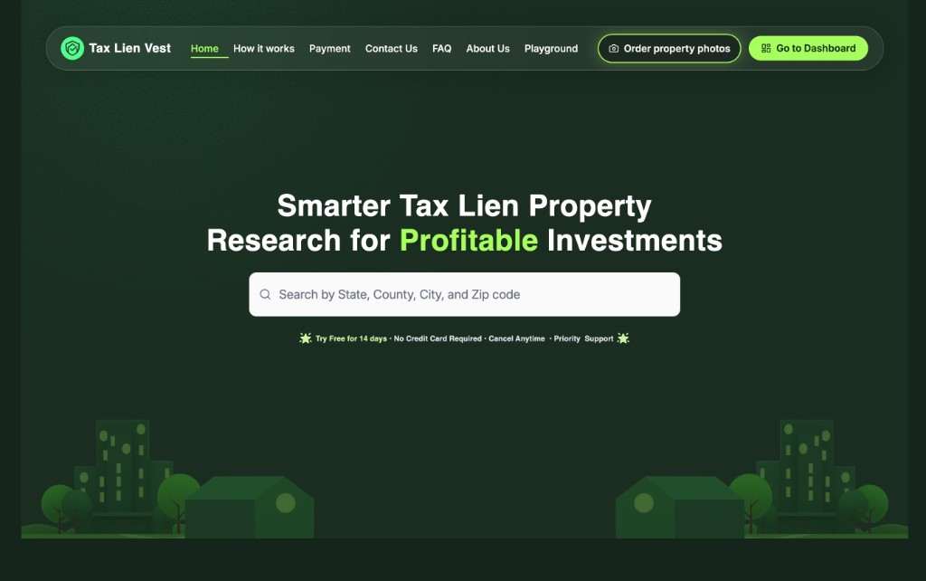 Smarter tax lien research at scale — image 1 Tax Lien Vest: Smarter tax lien research at scale — primary product screenshot